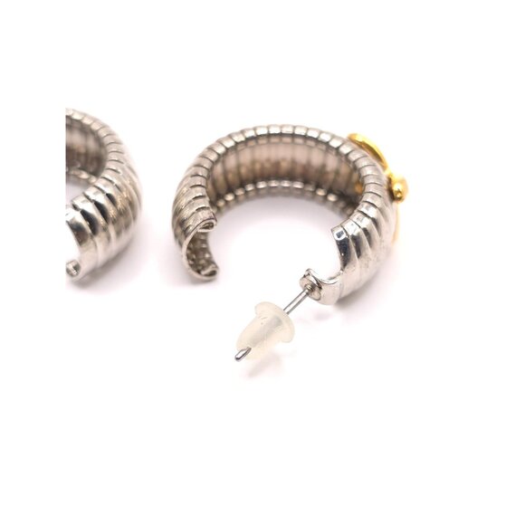 Mixed Metal Statement Hoops - Gold & Silver Tone - Office to Dinner Earrings - Picture 4 of 6